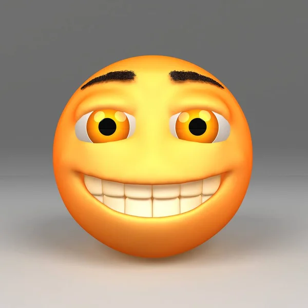 3D Rendering happy emoji. smile emoticon 3d illustration