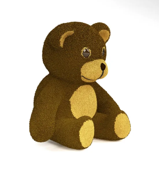 Brown sitting teddy bear, 3D illustration