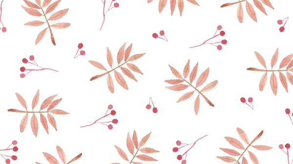 Акварельный Узор Веток Розовыми Листьями Векторные Акварельные Обои Белыми Розовыми — стоковый вектор