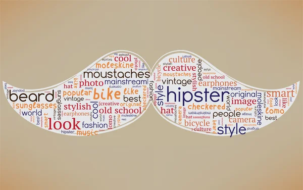 Vector hipster moustache-shaped word collage — Stock Vector