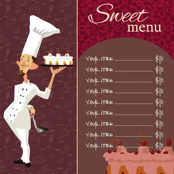 Sweet menu template — Stock Vector