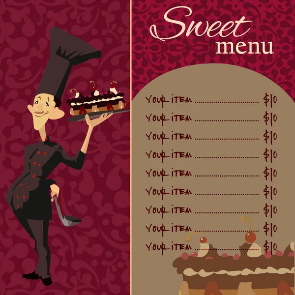 Sweet menu template — Stock Vector