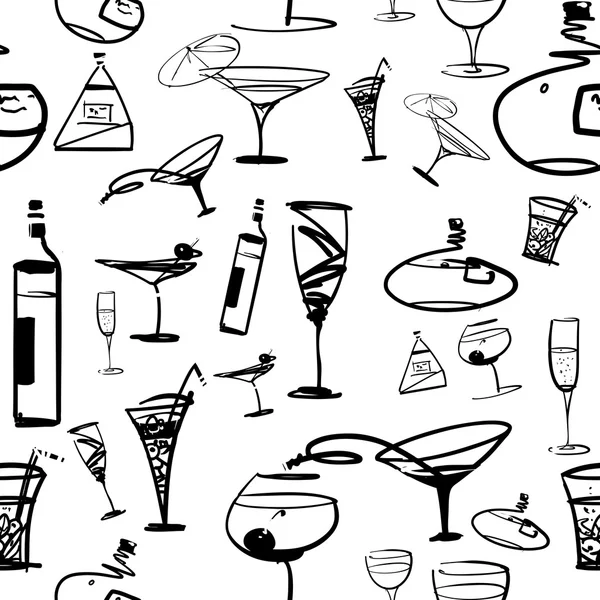 Elegáns üvegek és a poharak gyűjteménye — Stock Vector