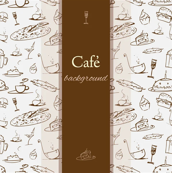 Café fond avec des dessins minuscules — Image vectorielle