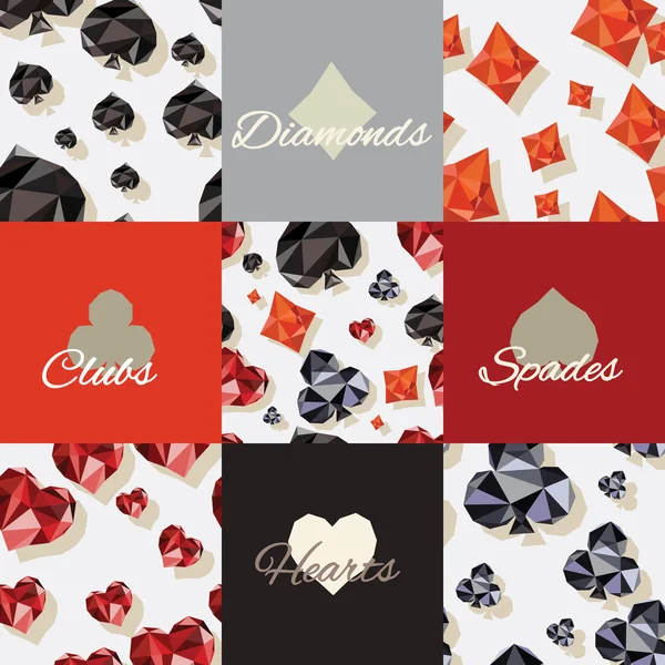 origami tarzı arka planlar ile kart takımlar: dört bir