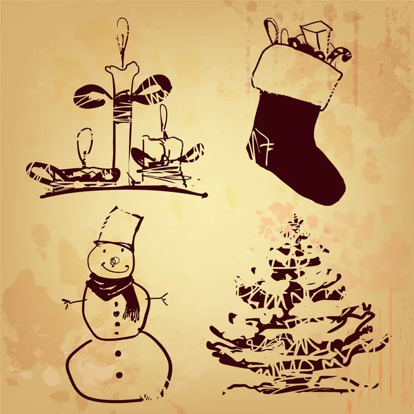 Набір Різдва і нового року малюнки для проектування — стоковий вектор