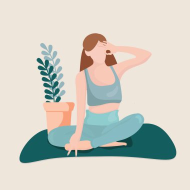 Atletik kız, spor egzersizleri, yoga..