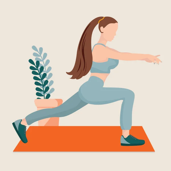 Athletische Mädchen Fitnessübungen Yoga — Stockvektor