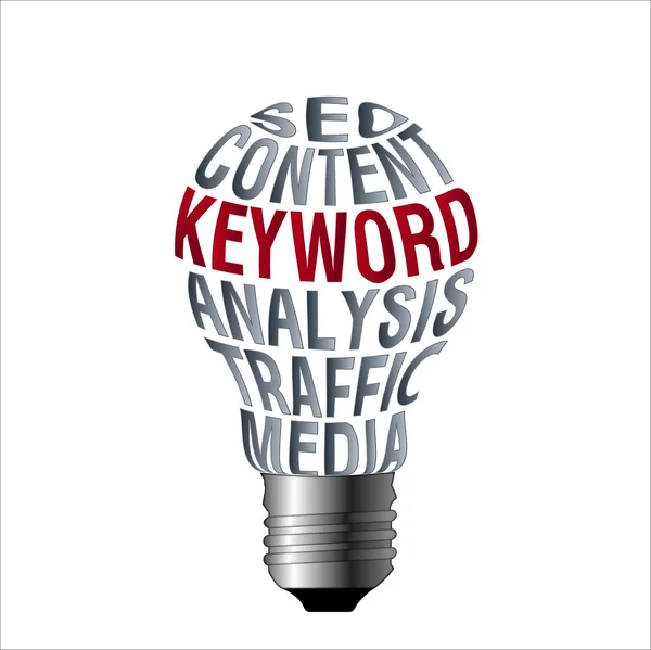 Bulb of seo content keyword analysis traffic media — Stock Photo, Image