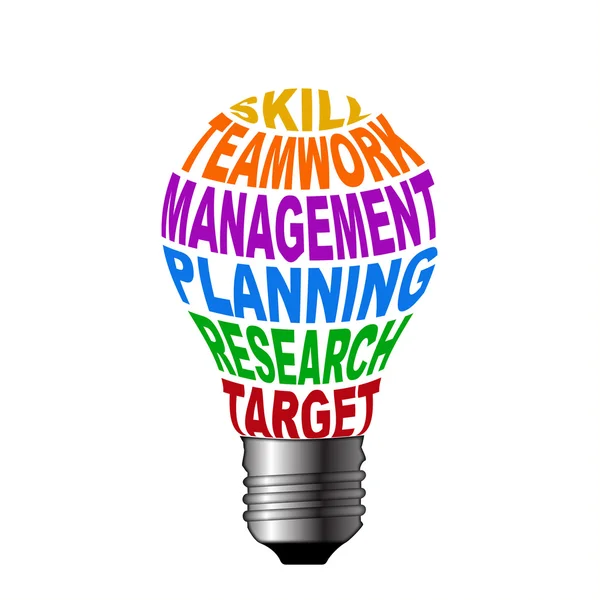 Ampoule de compétences gestion du travail d'équipe planification objectif de recherche — Photo