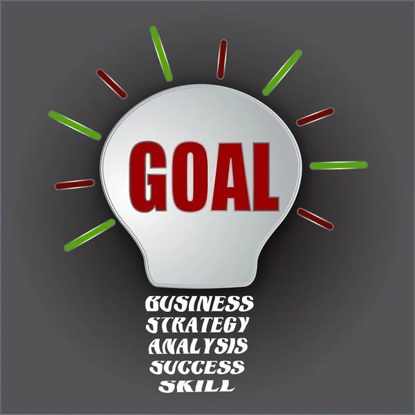 Ampoule d'objectif avec base de compétences de succès en analyse de stratégie d'affaires . — Photo
