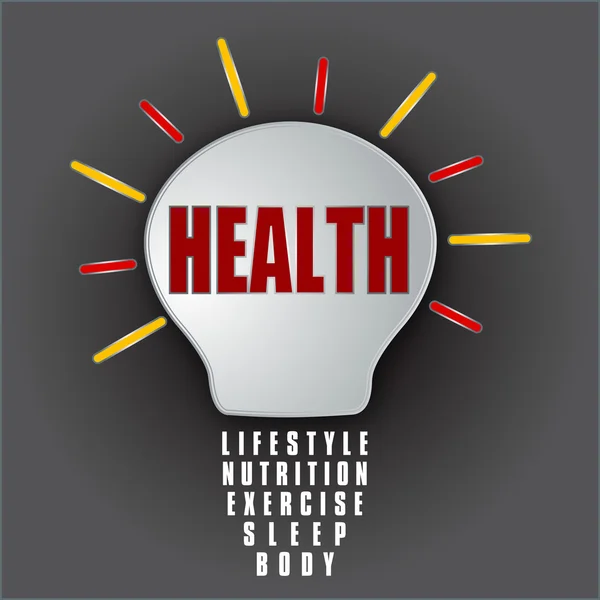 Zdravotní žárovka se základnou životní styl, výživa, cvičení, spánek, tělo — Stock fotografie