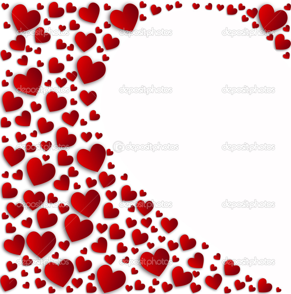 Red hearts half white heart