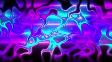 Geleceğin yanardöner holografik dalgaları. Metalik folyo hareket ediyor. Neon renkleri dalgalı yüzey