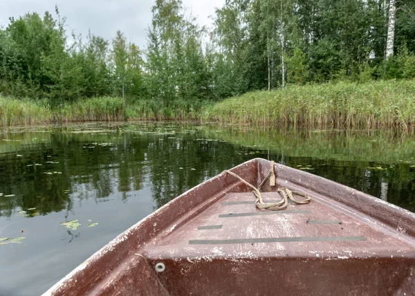 Sjöutsikt Från Gammal Båt Träd Sjön Stranden Mulen Dag Fiskekoncept — Stockfoto