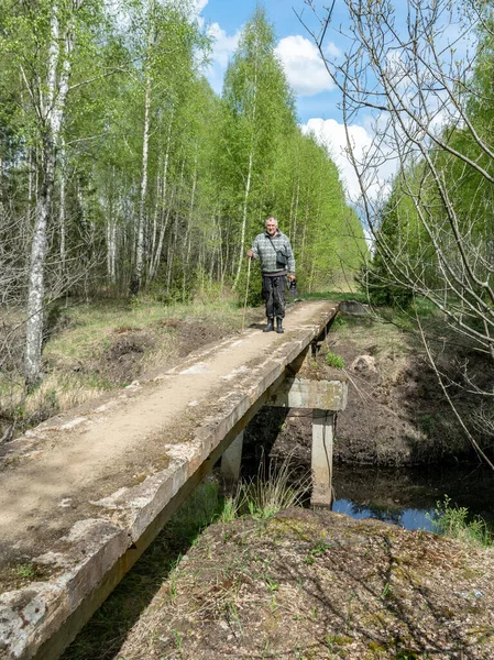 Paisaje Con Puente Sobre Una Zanja Pantanosa —  Fotos de Stock