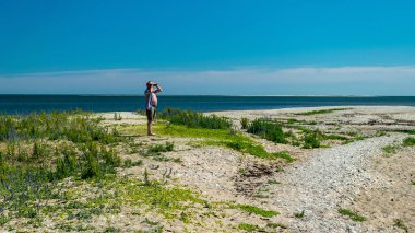Güzel geleneksel Saaremaa deniz manzarası, Baltık Denizi, Saaremaa Adası, Sorves Yarımadası, Estonya