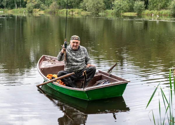 Landschaft Mit Einem Fischer Boot Einem Kleinen Hecht Fischer Einer — Stockfoto