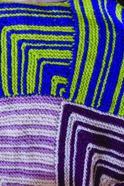 Close Achtergrond Afbeelding Van Een Patchwork Quilt Met Een Kleurrijk — Stockfoto