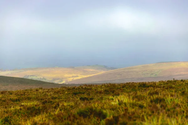 Terreno Paludoso Paesaggio Tradizionale Irlandese Cieli Nuvolosi Fuori Fuoco Concetto — Foto Stock