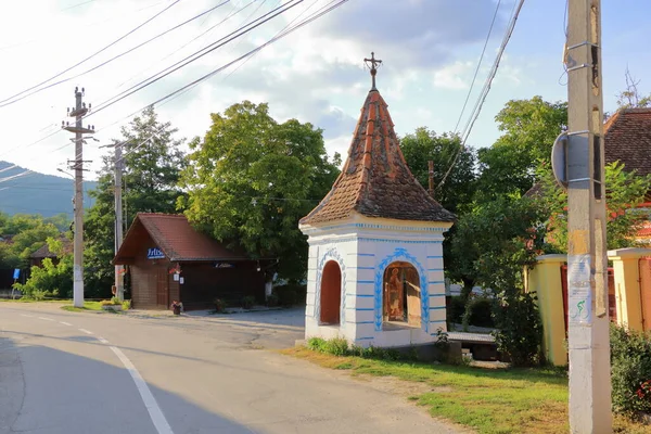 Tipikal Fasad Rumah Desa Saxon Sibiel Rumania — Stok Foto