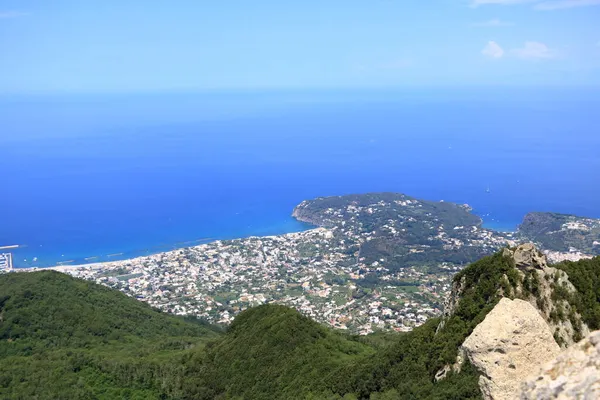 Uitzicht Vanuit Lucht Van Epomeo Naar Forio Ischia Eiland Italië — Stockfoto