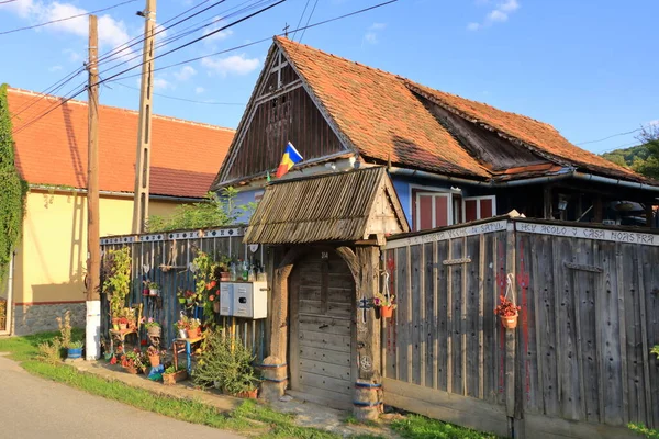 Facciate Tipiche Della Casa Nel Villaggio Sassone Sibiel Romania — Foto Stock