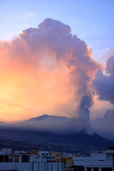 Blick Morgen Auf Den Vulkan Cumbre Vieja Auf Palma Kanarische — Stockfoto