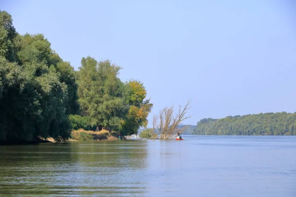 Delta Danube Paysage Avec Bateau Pêche Roumanie — Photo