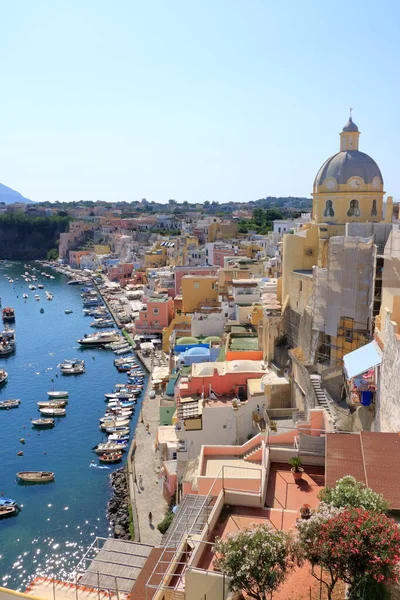 Vista Desde Arriba Hermosa Marina Procida Isla Entre Nápoles Ischia — Foto de Stock