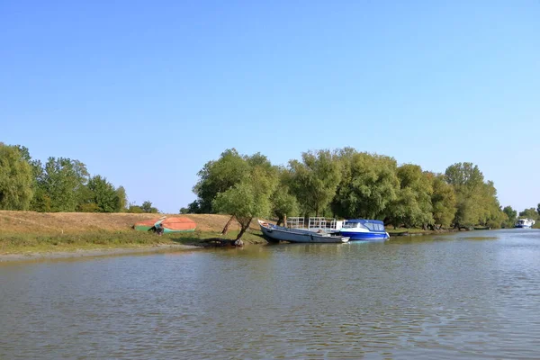 Delta Danube Paysage Avec Bateau Pêche Roumanie — Photo