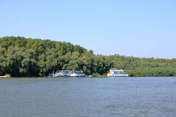 Boat Tourists Danube Delta Romania — стокове фото