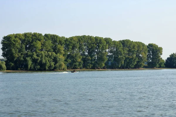 Delta Danube Paysage Avec Bateau Pêche Roumanie — Photo