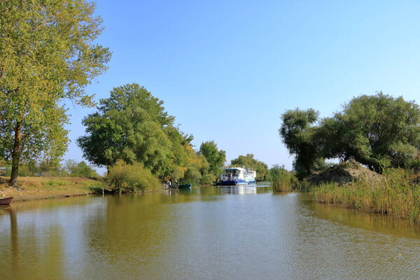 Boat for tourists in Danube Delta in Romania