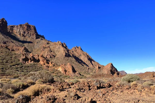 Parque Nacional Del Teide Isla Tenerife Con Campos Lava Volcán —  Fotos de Stock