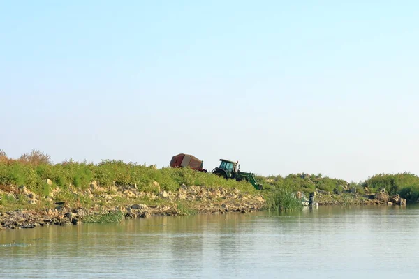 Trekker Bij Een Riviertje Donaudelta — Stockfoto