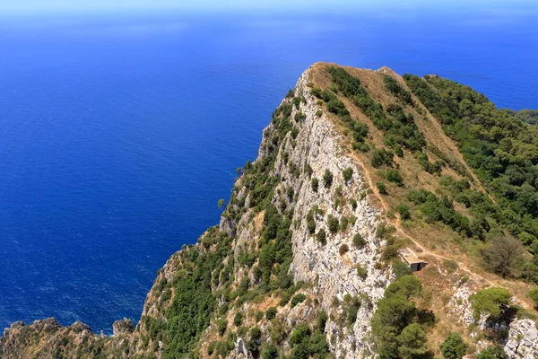 Vista Espetacular Das Falésias Mar Litoral Monte Solaro Ilha Capri — Fotografia de Stock