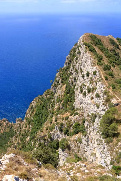 Vista Espetacular Das Falésias Mar Litoral Monte Solaro Ilha Capri — Fotografia de Stock
