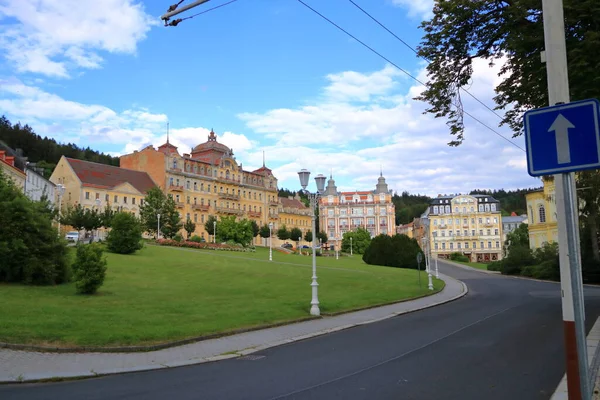 Július 2020 Marianske Lazne Marienbad Csehország Egykori Weimari Hotel Épület — Stock Fotó