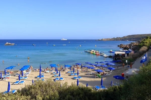 Pessoas Famosa Praia Konnos Bay Beach Ayia Napa Distrito Famagusta — Fotografia de Stock