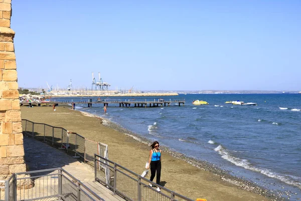 September 2020 Larnaca Zypern Sonniger Tag Der Promenade Von Finikoudes — Stockfoto
