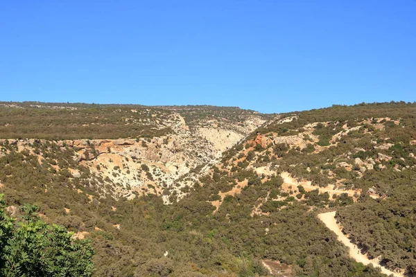 Vista Sulla Gola Avakas Con Ripide Rocce Fiume Sul Fondo — Foto Stock