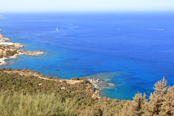 Vista Dall Alto Sull Isola Cipro Costa Mare Con Laguna — Foto Stock