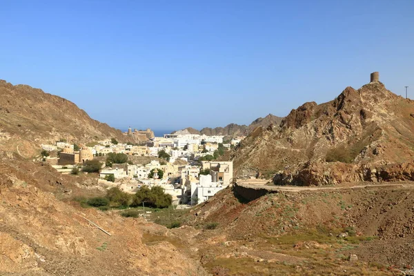 Gamla Staden Muscat Separerad Från Resten Moderna Muscat Kustnära Berg — Stockfoto