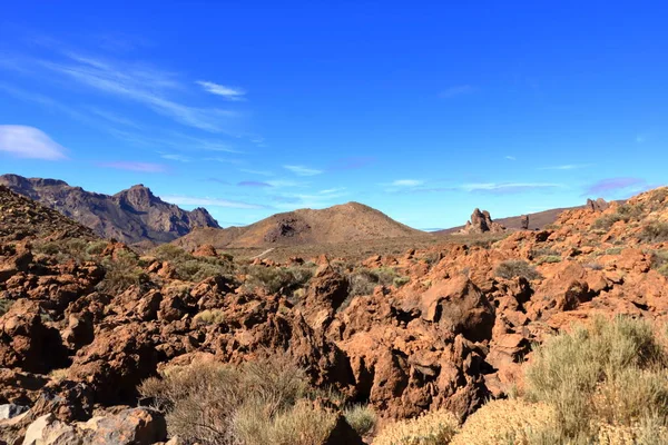 Parque Nacional Del Teide Isla Tenerife Con Campos Lava Volcán —  Fotos de Stock