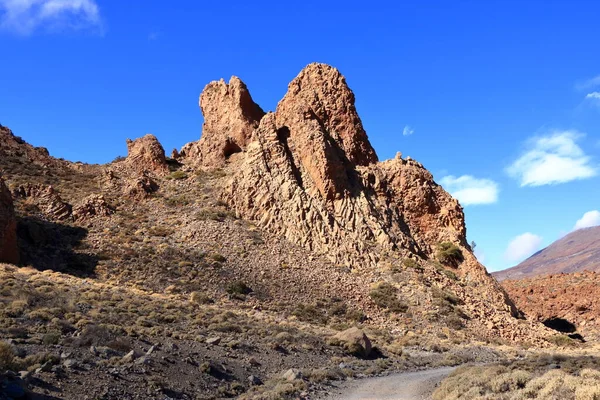 Εθνικό Πάρκο Teide Στο Νησί Τενερίφη Λιβάδια Λάβας Και Ηφαίστειο — Φωτογραφία Αρχείου