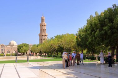 March 16 2022 - Muscat, Oman: Peaople visit Sultan Qaboos Grand Mosque
