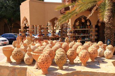 March 17 2022 - Nizwa, Oman: Handicraft products in the ancient Souq