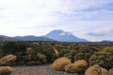 Tenerife adasındaki Panorama manzaralı Pico del Teide volkanı