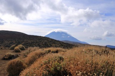 Tenerife adasındaki Panorama manzaralı Pico del Teide volkanı